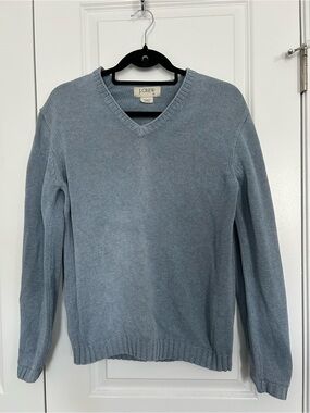 J.Crew Women’s Light Blue 100% Cotton V-Neck Sweater